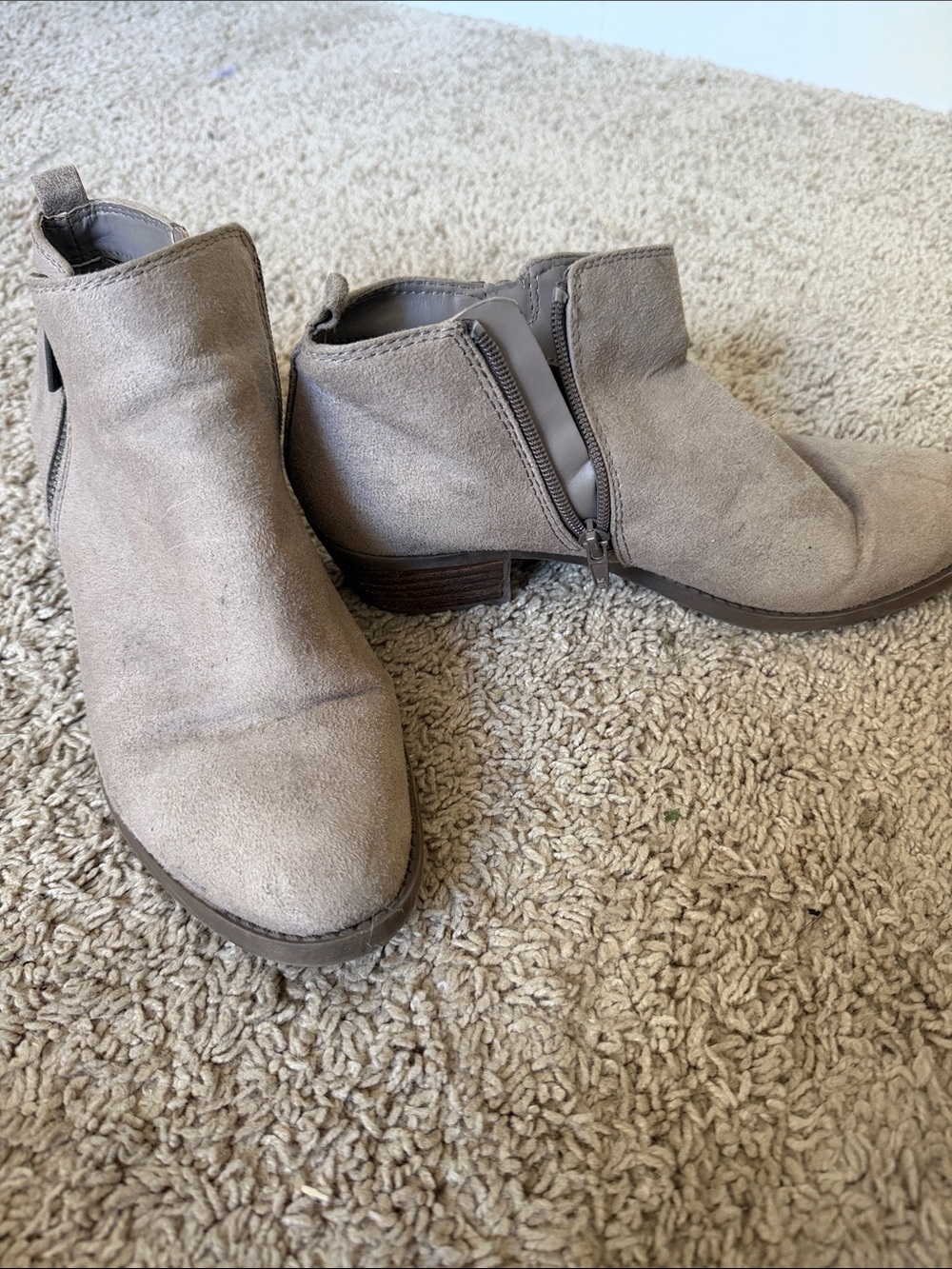Carlos Santana Taupe Suede Ankle Booties with Side Zip